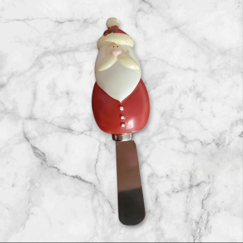 Vintage Santa Clause 5" Stainless Steel Cheese Spreader Red and White